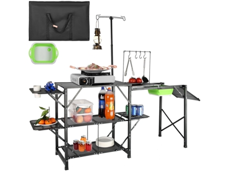Mesa de cocina para acampar, estación de cocina portátil plegable de una pieza con bolsa de transporte VEVOR