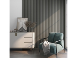 Set de 8x paneles de pared Vang acústico en MDF y fieltro 120 x 60 x 2 cm (5,76 m²) Roble gris claro NEU.HOLZ