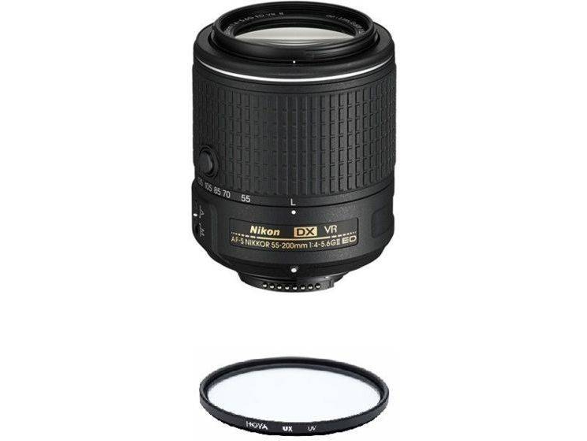 Objetivo NIKON AF-S 55-200MM F4-5.6G ED VR II DX + HOYA UX UV 52mm Filtro