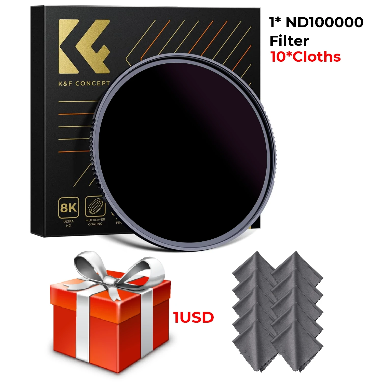 Filtro solar Nd100000, 28 capas, paso 16,6, 52 mm, con toallas