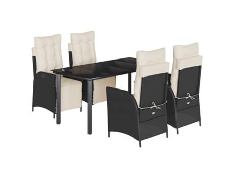 Conjunto 5 de muebles jardín VIDAXL con cojines ratán sintético negro