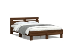 Maison Exclusive - Cama Con Cabecero Madera De Ingeniería Marrón Roble 135x190 Cm