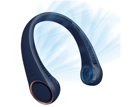 Ventilador de cuello portátil Ventilador sin aspas manos libres Ventilador de refrigeración personal Ajuste de 3 velocidades Salida de aire 78 Azul...