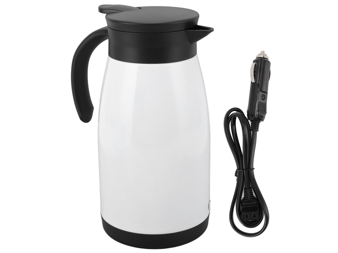 Hervidor de viaje de 680 ml en acero inoxidable 304 con mango ergonómico y doble voltaje 12 V/24 V para coche
