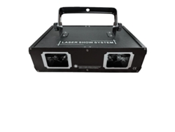 Proyector láser RGB de doble cabezal con control DMX512, color negro, enchufe europeo.