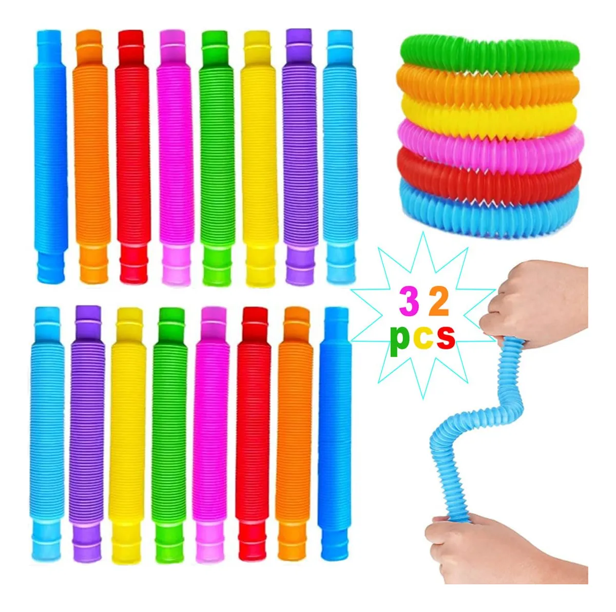 32 mini tubos sensoriales, juguete sensorial antiestrés para niños vayotoy