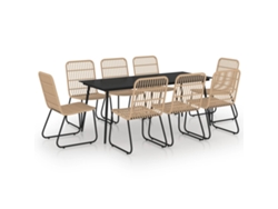 Maison Exclusive - Juego De Comedor Para Jardín 9 Piezas Ratán Sintético Y Vidrio