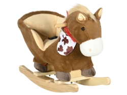 Cavalo Brinquedo Som Animais Cinto Guidão Carga 40kg Café 60x33x50