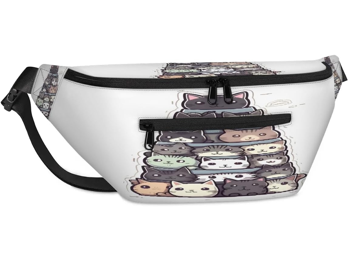 Bolso Hombro Unisex Divertido Diseño Gato Dibujos Animados Para Hombres Mujeres Gran Capacidad Bolso Inform