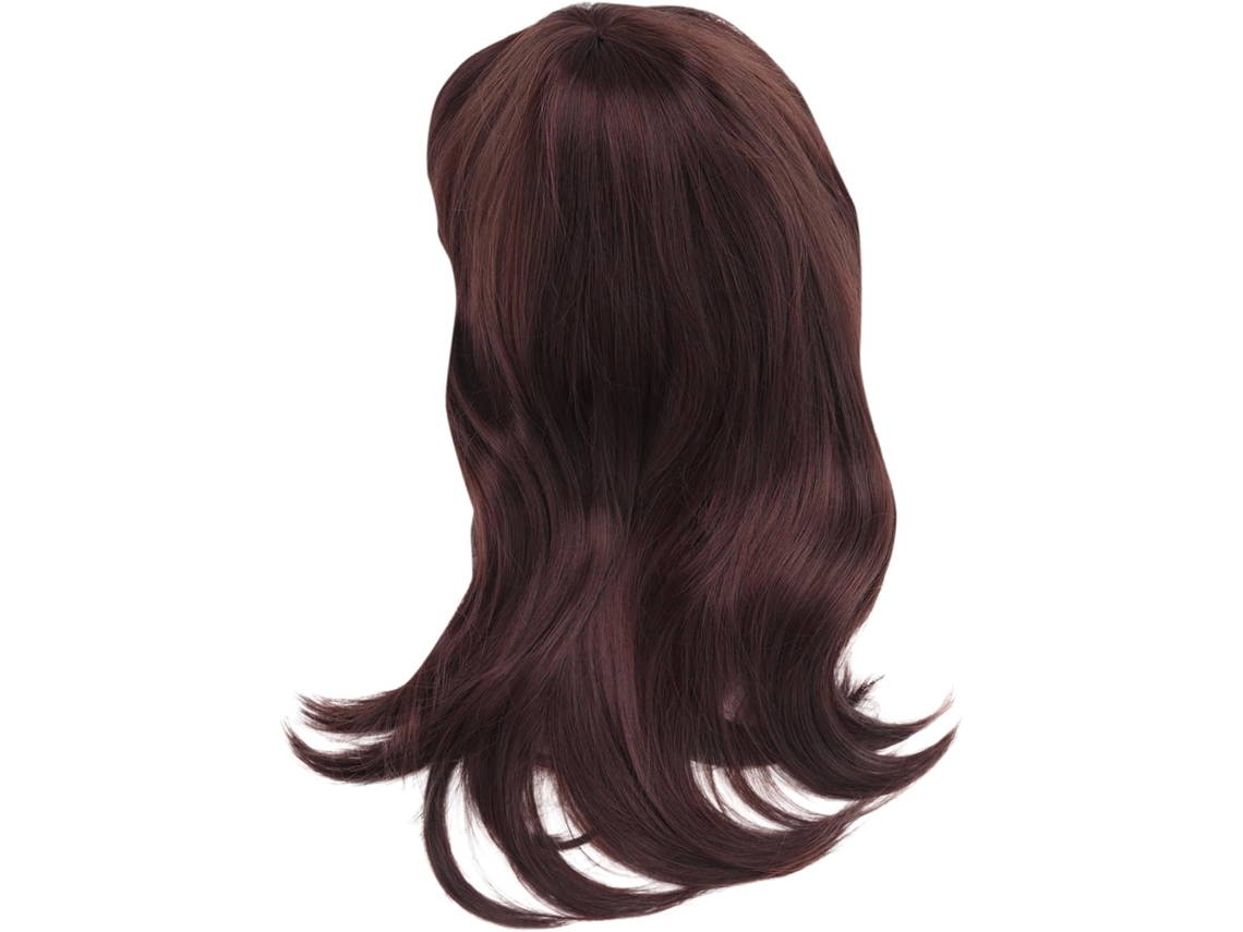 Pelucas De Cabello Para Mujer - Para Fiestas Y Uso Diario - Ondulada Castaño Oscuro Con Raya Lateral