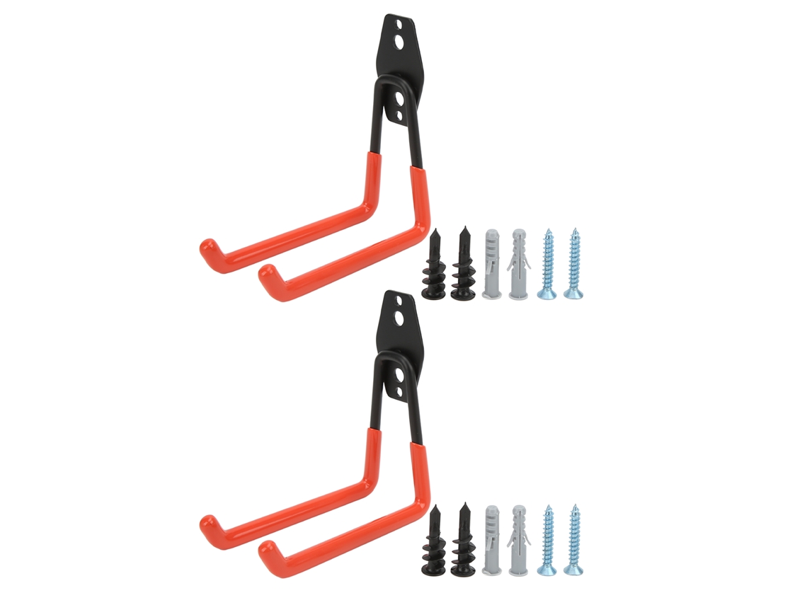 Ganchos Metálicos Naranjas Para Garaje, Ideales Para Bicicletas Y Herramientas, De Montaje En Pared De Alta Resistencia, 2 Unidades.