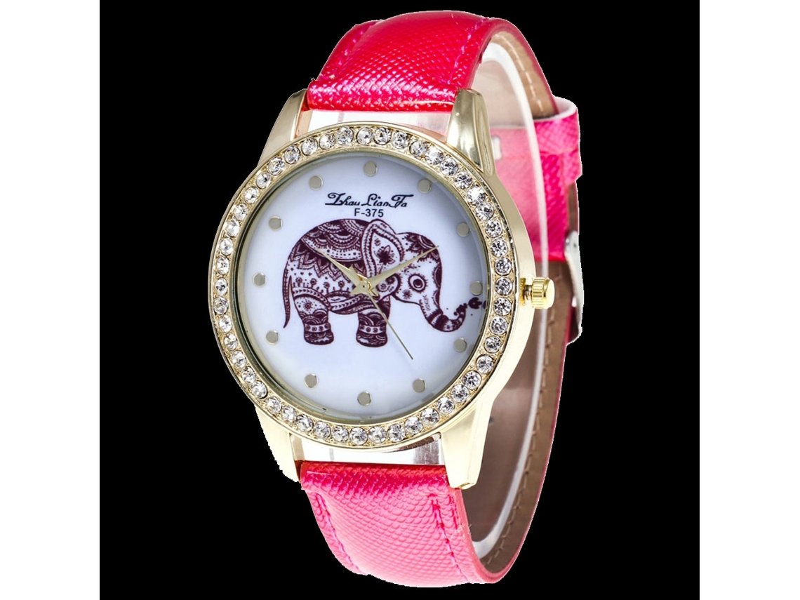 Reloj De Pulsera De Cuarzo Con Display Analógico Y Correa De Pu Moda (rojo Rosa)