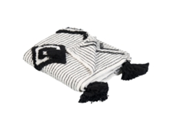 Manta decorativa blanco y negro 130 x 150 cm Saatli BELIANI