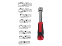 Juego De 9 Llaves De Carraca Intercambiables, De Acero Cromo-vanadio, Para Uso Automotriz E Industrial.