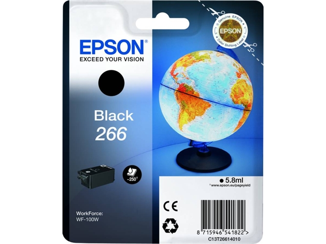 Cartucho de tinta original EPSON, 266, Globe 5,8 ml , Negro, C13T26614010, T2661