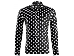 2026-camisa Hombre Manga Larga De Puntos Con Botones Formal Casual De Algodón Ligero Wrg S Negro