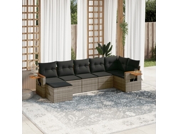 Conjunto de sofás de jardín de 7 piezas DKD Home Decor con cojines de mimbre gris