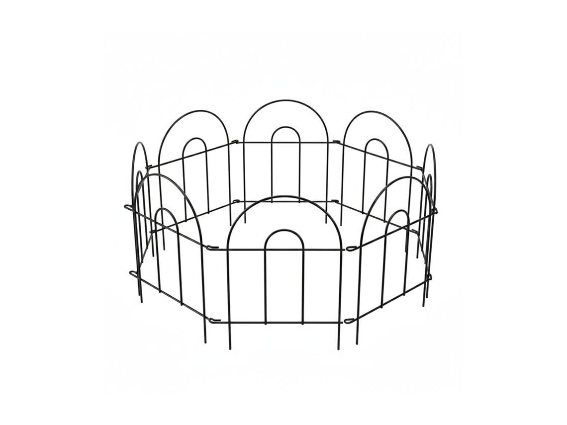 Relaxdays Cerca Metálica Para Canteiros, 6 Elementos Modulares Em Arco, A X L: 45 X 240 Cm, Para Fincar No Solo, Preta