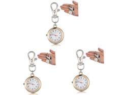 3 Piezas Reloj Llaveros Bolsillo Relojes Estetoscopio Casual Mujeres Material Espejo Plexiglás Clip