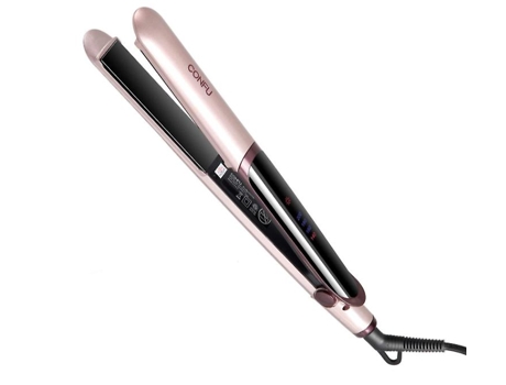 Plancha de pelo y rizador de pelo 2 en 1 Cerámica turmalina para rizar y alisar el cabello Banda para el cuidado del cabello Pantalla LCD de BISBIS...