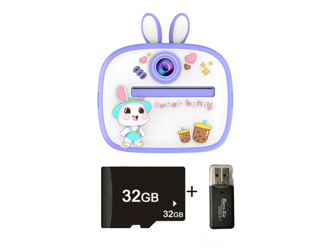 Siurn Hd 1080p Cámara Instantánea Conejo Púrpura32glector De Tarjetas