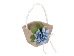 Cesta De Lino Estilo Retro Para Niña De Las Flores Con Asa De Perlas, Ligera Y Portátil Para Bodas.