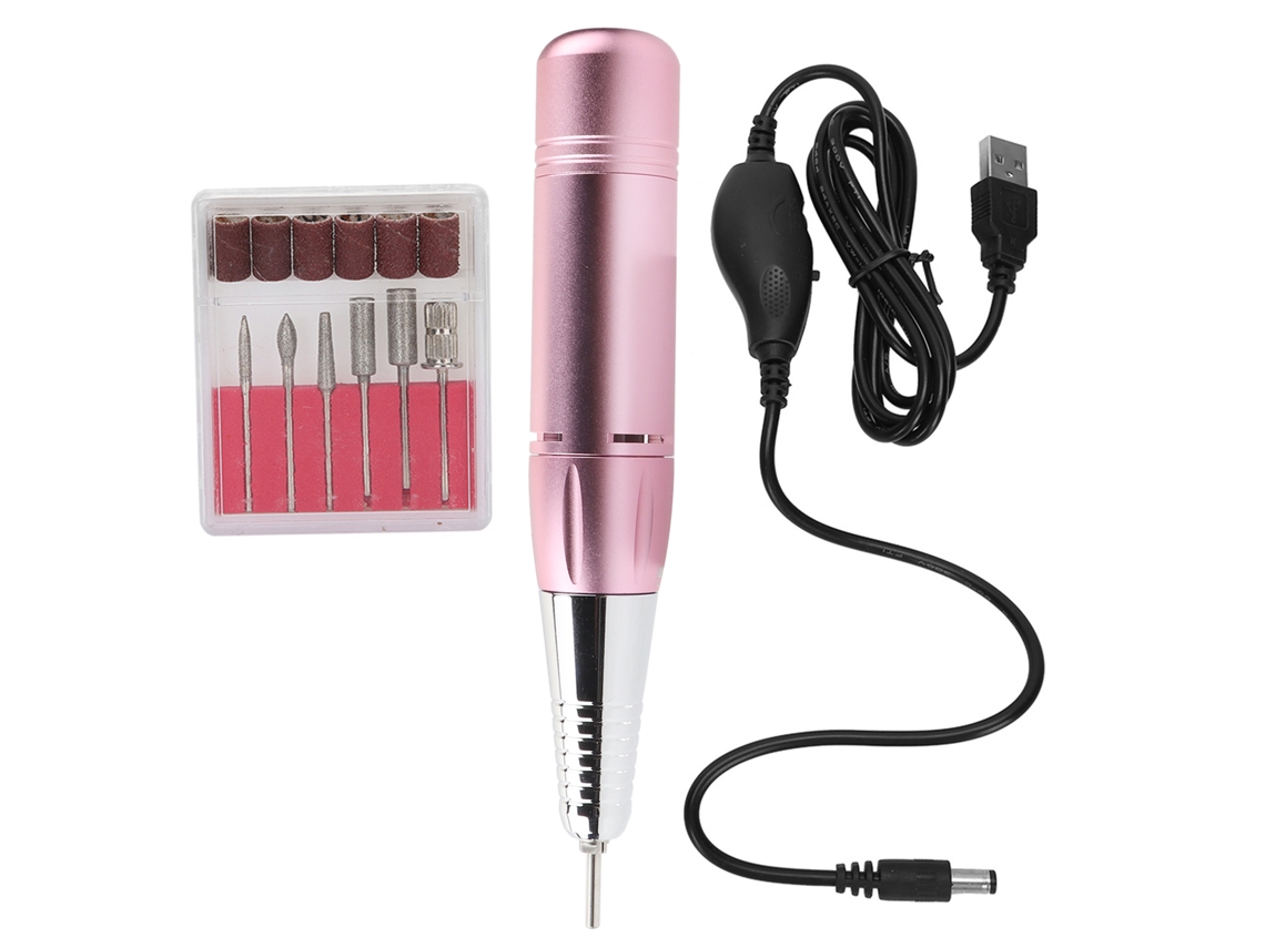 Pinza para uñas eléctrica portátil recargable USB para manicura y pedicura, color rosa.