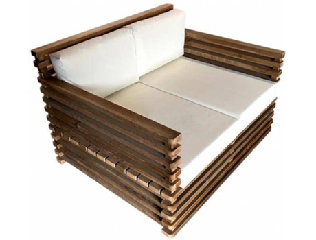 Sofá de Jardín CARMO WOOD Relax (Marrón - Madera - 119x98x77 cm)