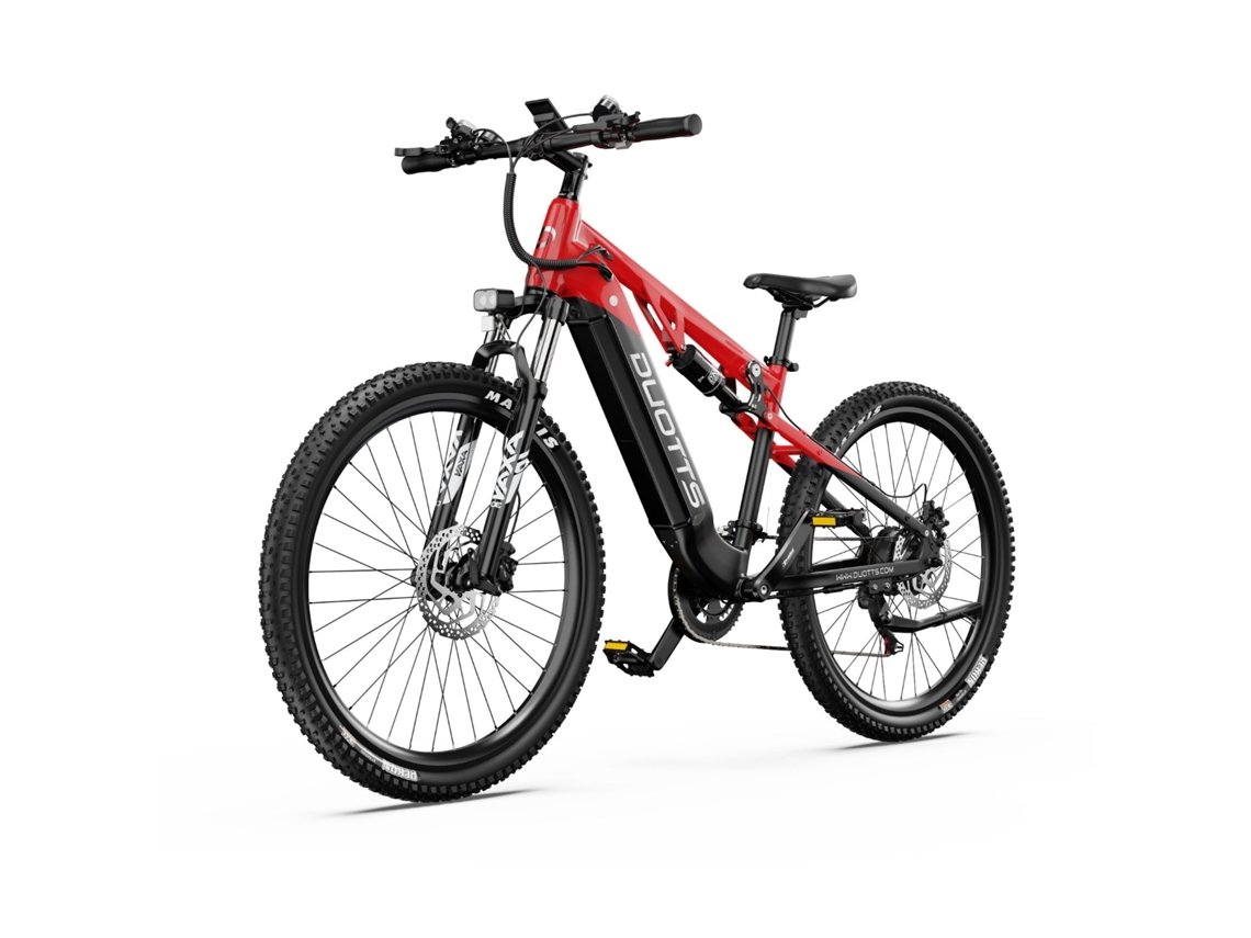 Bicicleta eléctrica Duotts E29, motor de 250 W, batería de 48 V y 13,5 Ah, frenos hidráulicos, color negro y rojo