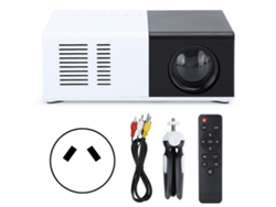 Proyector portátil con proyección en blanco y negro y soporte