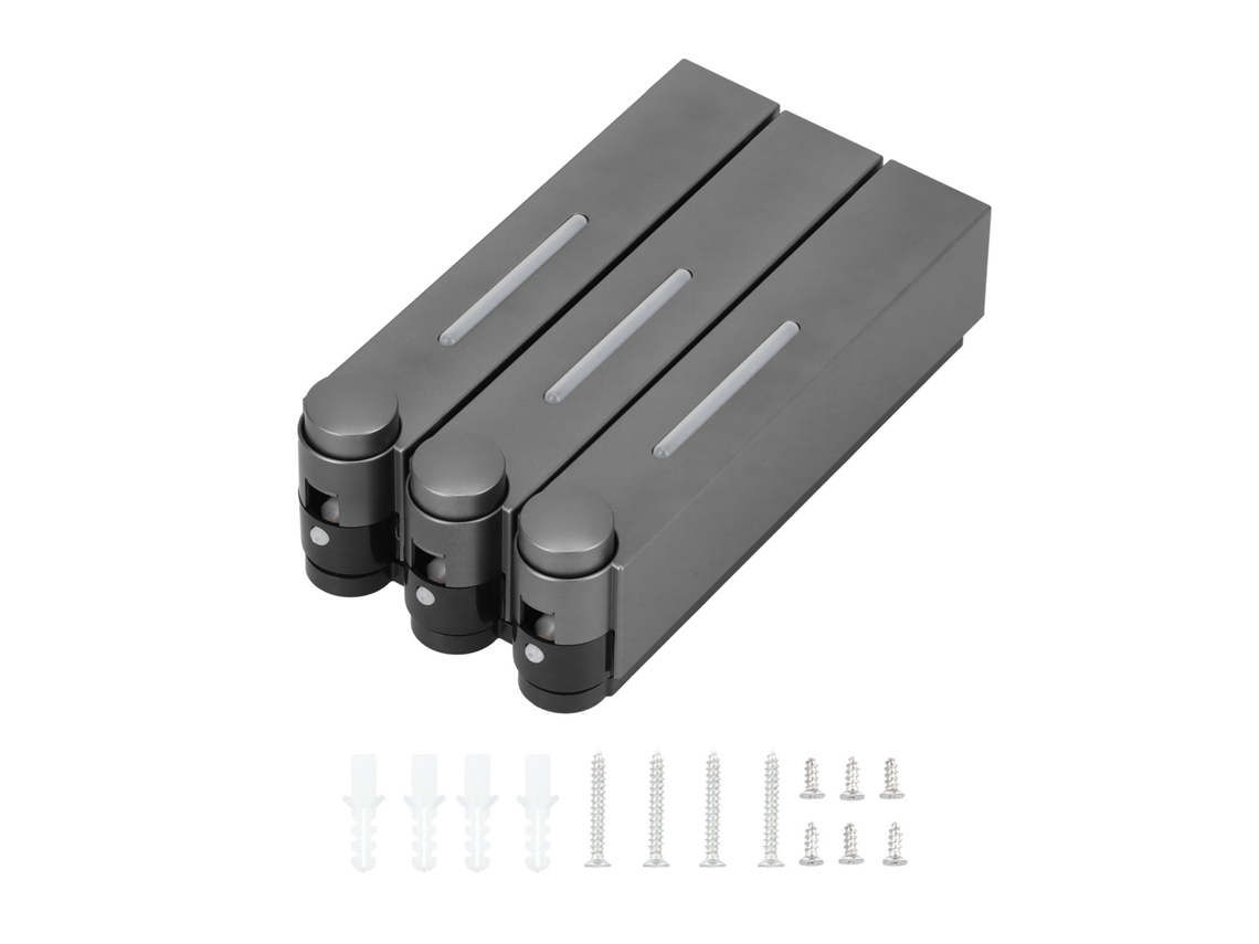 Dispensador Manual De Jabón De Pared De 3 Compartimentos Para Gel De Ducha, Champú Y Jabón - Negro