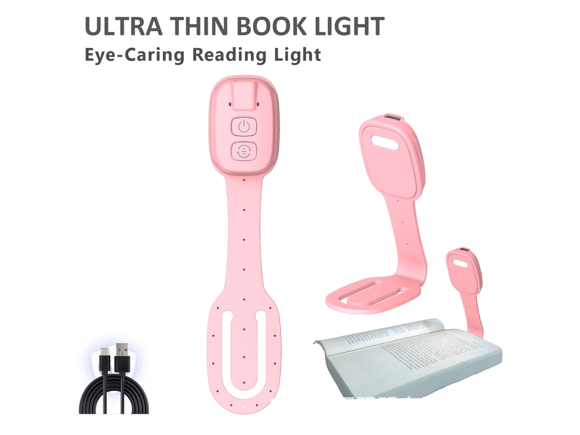 Lámpara de lectura recargable con clip, 3 colores agradables a la vista, un regalo para los amantes de la lectura, rosa Siurn