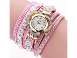 Reloj De Pulsera De Cuarzo Para Mujer Con Diamantes De Imitación, Muestra De Moda Casual En Color Rojo Rosa