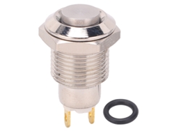 Pulsador momentáneo metálico resistente al agua con cabezal redondo alto, 10 mm, 3 V