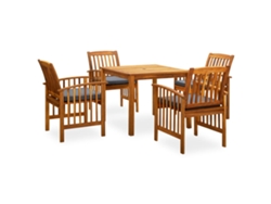 Juego de comedor de jardín de 5 piezas con cojines de acacia maciza DKD Home Decor