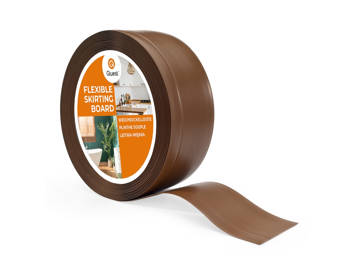 Zócalo de PVC 70x20 mm, 25 m, flexible, suave, marrón Quest