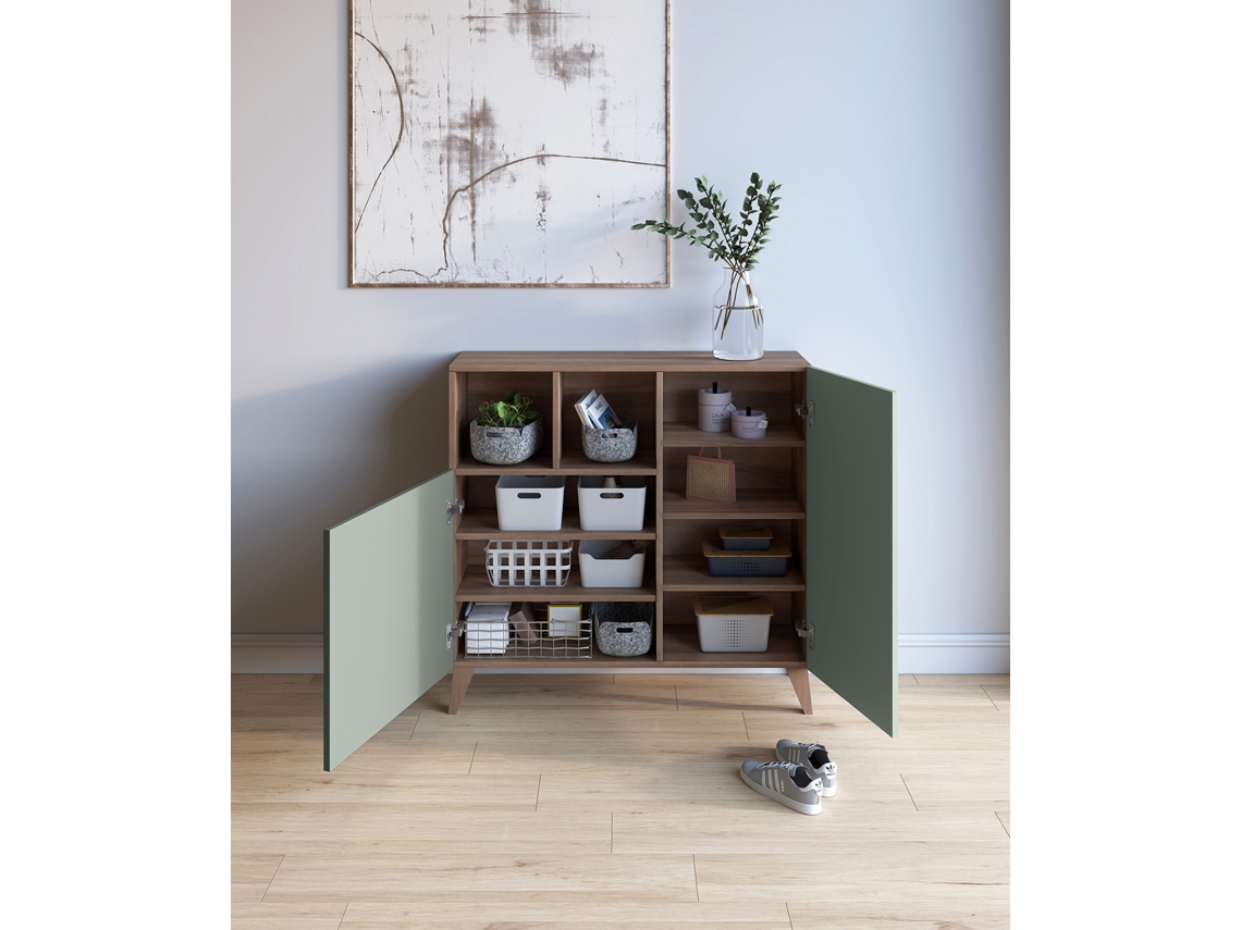 Zapatero HERDASA Oslo Nogal, Verde (87 x 90 x 27 cm)