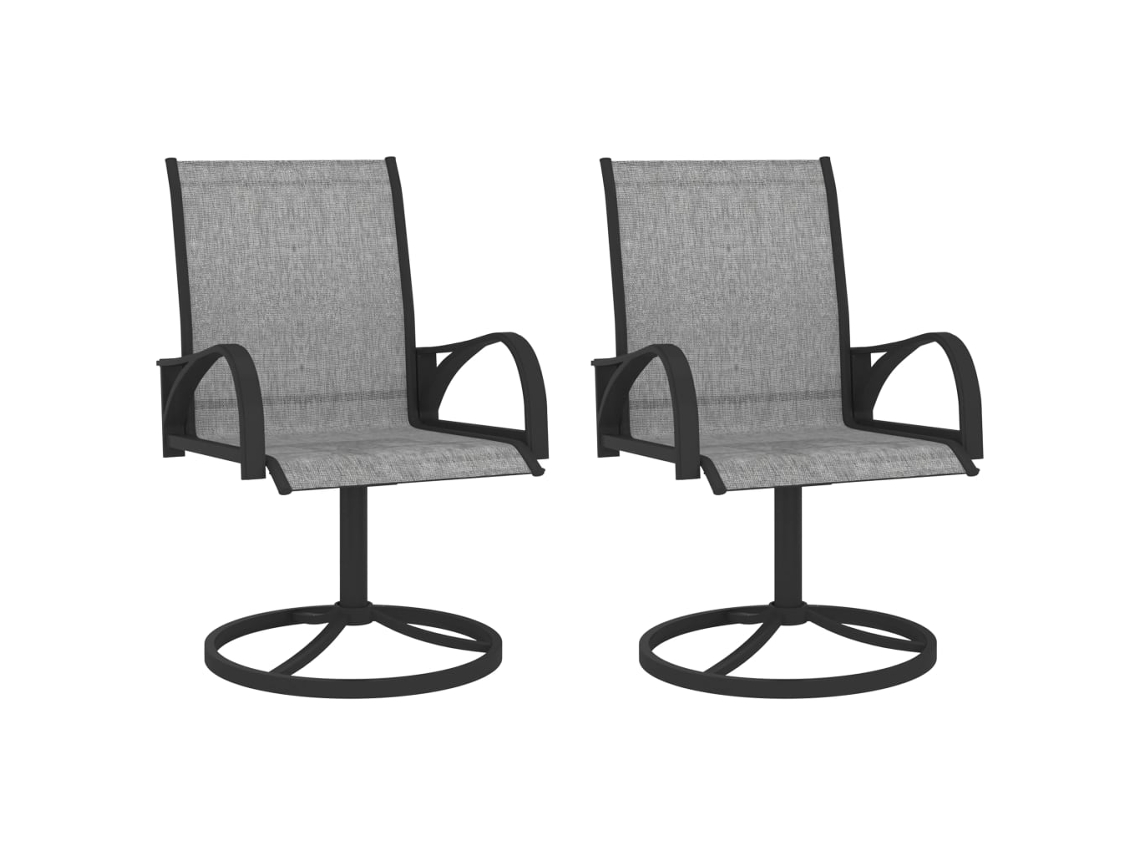 Sillas de jardín giratorias de 2 piezas DKD Home Decor en textileno y acero gris