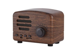 Altavoz Bluetooth inalámbrico retro portátil Yizhood con sintonizador de graves, micrófono estéreo, compatible con tarjeta TF y USB (marrón)