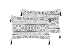 Juego de cojines decorativos BELIANI Schefflera de Terciopelo Blanco 30x50x7