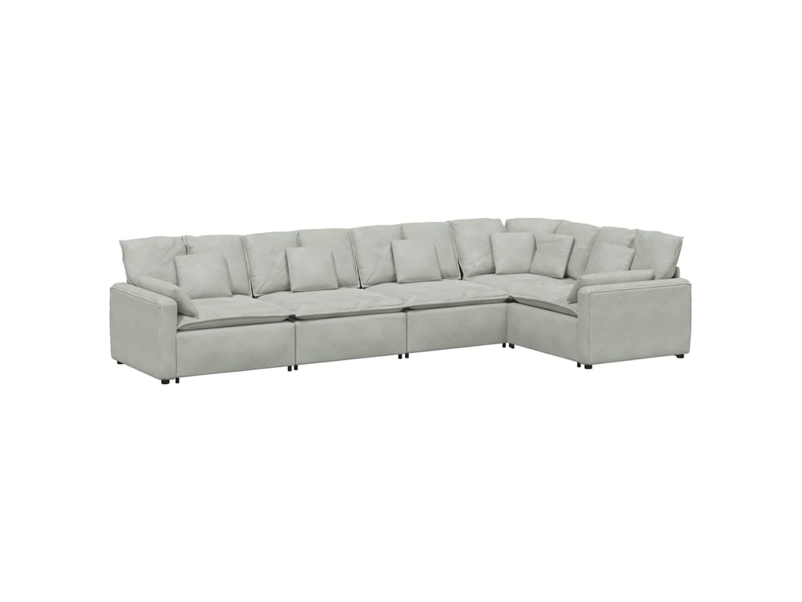 Maison Exclusive - Sofá Modular Con Cojines De Terciopelo Gris Claro