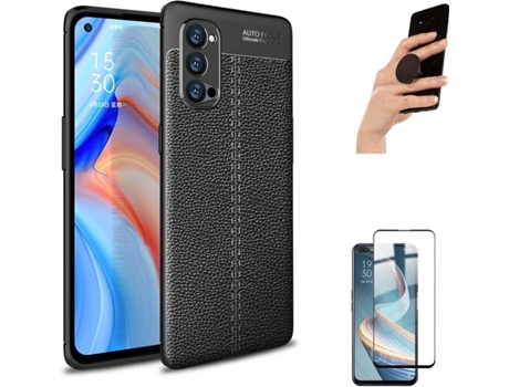 Carcasa, Protector y Popsocket Oppo Reno4 Pro 5G Rugged Leather Negro