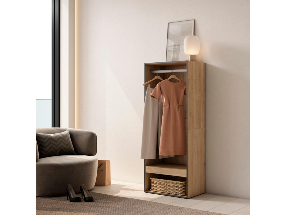 Vestidor abierto, 60x145x35 cm, Dormitorio, habitación, Armario, perchero, Roble SKRAUT HOME