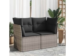 Sofá de jardín de 2 plazas con cojines, mimbre gris, Dkd Home Decor