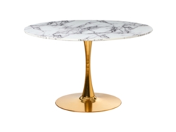 Mesa de comedor Beliani Boca de MDF blanca, 120 x 120 x 74 cm