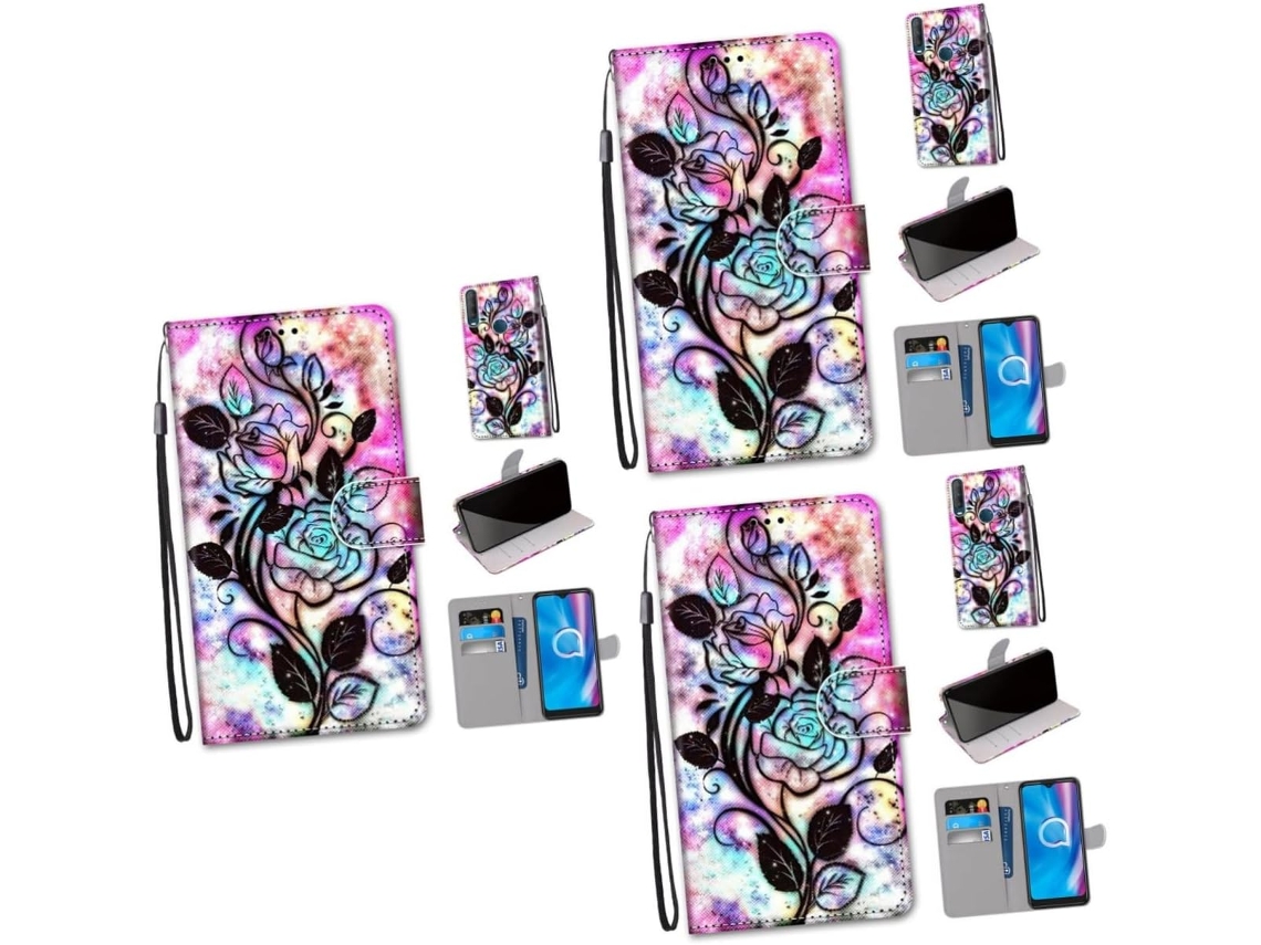 Soporte Para Teléfono De 3 Piezas Con Funda Compatible Y Diseño Artístico Integrado.