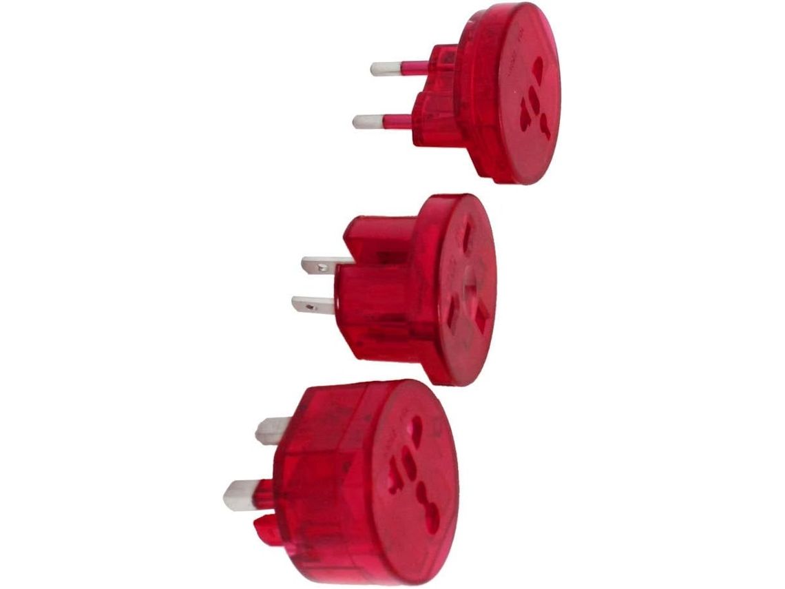 Tapa De Enchufe Portátil Roja De 3 Estilos Para Viajes (ee. Uu. Ue Y Reino Unido.