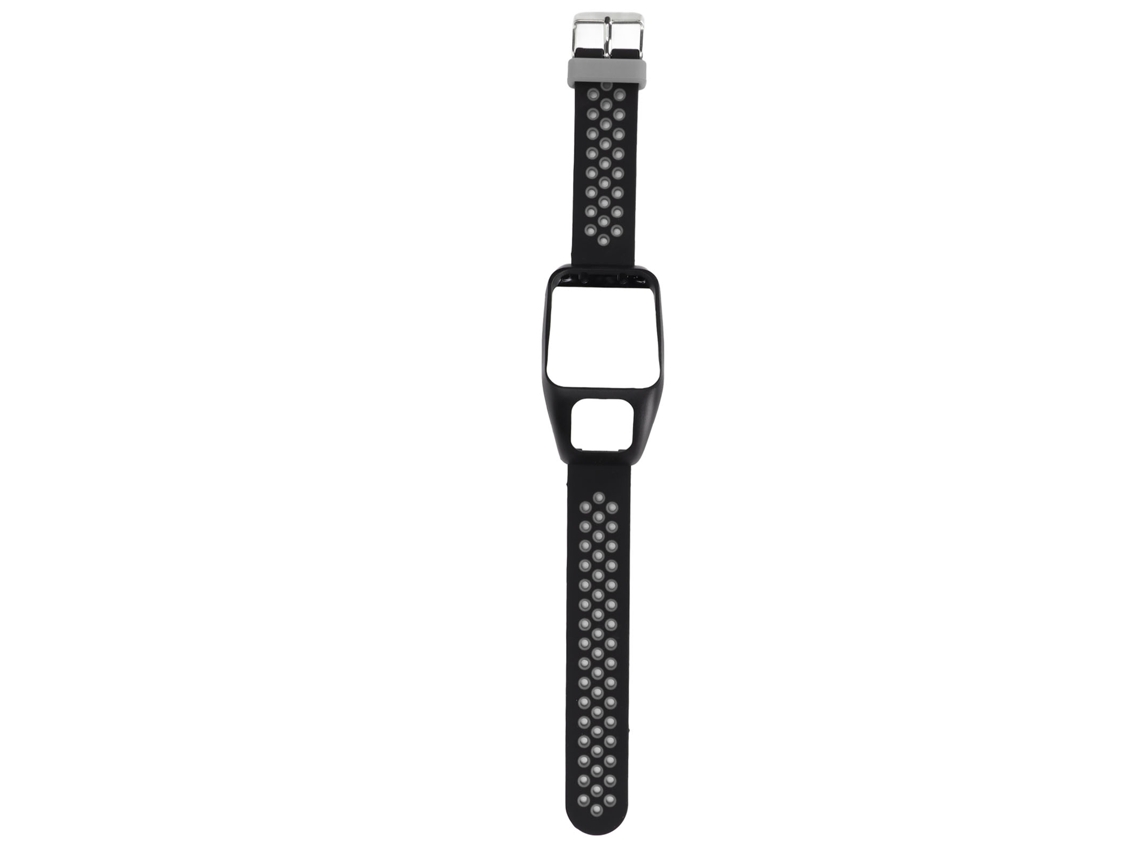 Banda De Relógio Inteligente De Silicone Com Fecho De Pino Bicolor Para Tomtom Runner3 Adventurer Cinza Preto