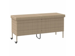 Caja de almacenamiento de jardín con ruedas, mimbre, beige, MAISON EXCLUSIVE (160 x 55 x 75 cm)