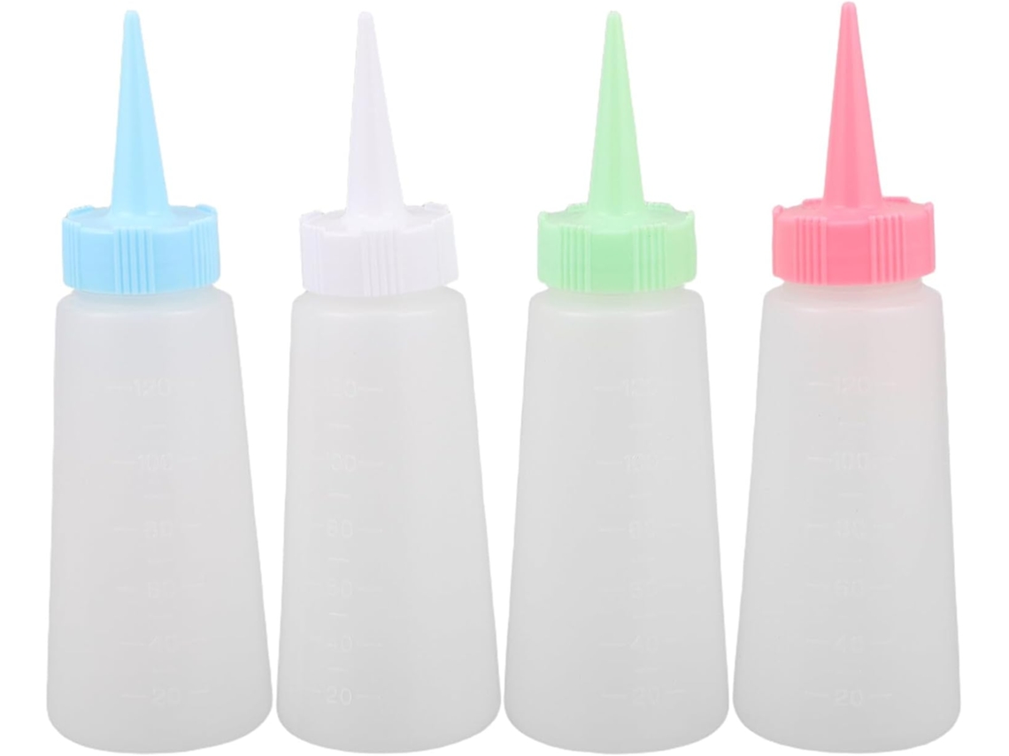 Dispensador De Aceite Capilar De Plástico Transparente Nuobesty, Juego De 4 Botellas Con Boquilla Angular.